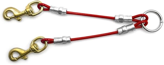Heavy Duty 2 Dog Leash Splitter Coupler (Red)