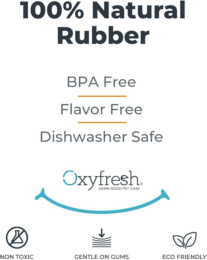 Oxyfresh Dog Dental Chew Toy - Best Dog Teeth Cleaning Toy – A Simple Bite and Brush Toy That Helps Remove Plaque, Cleans Teeth & Freshens Breath Without Brushing - Small