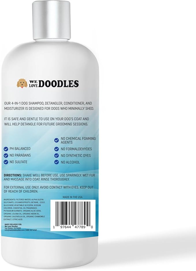 Dog Shampoo, Conditioner & Detangler-Best Shampoo for Goldendoodles, Poodles & Doodles Pet Hair -Hypoallergenic, Tearless, Sensitive Skin for Puppies & All Dog Breeds -Made in USA,16OZ (Ocean Breeze)