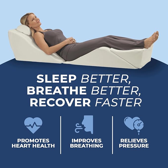 Contour BackMax Bed Wedge Lumbar Support System - Multi-Positional Back, Leg & Knee Elevation Pillows for Sleep & Recovery with Orthopedic Zero Gravity Weightless Comfort - Bonus Half Roll Neck Pillow