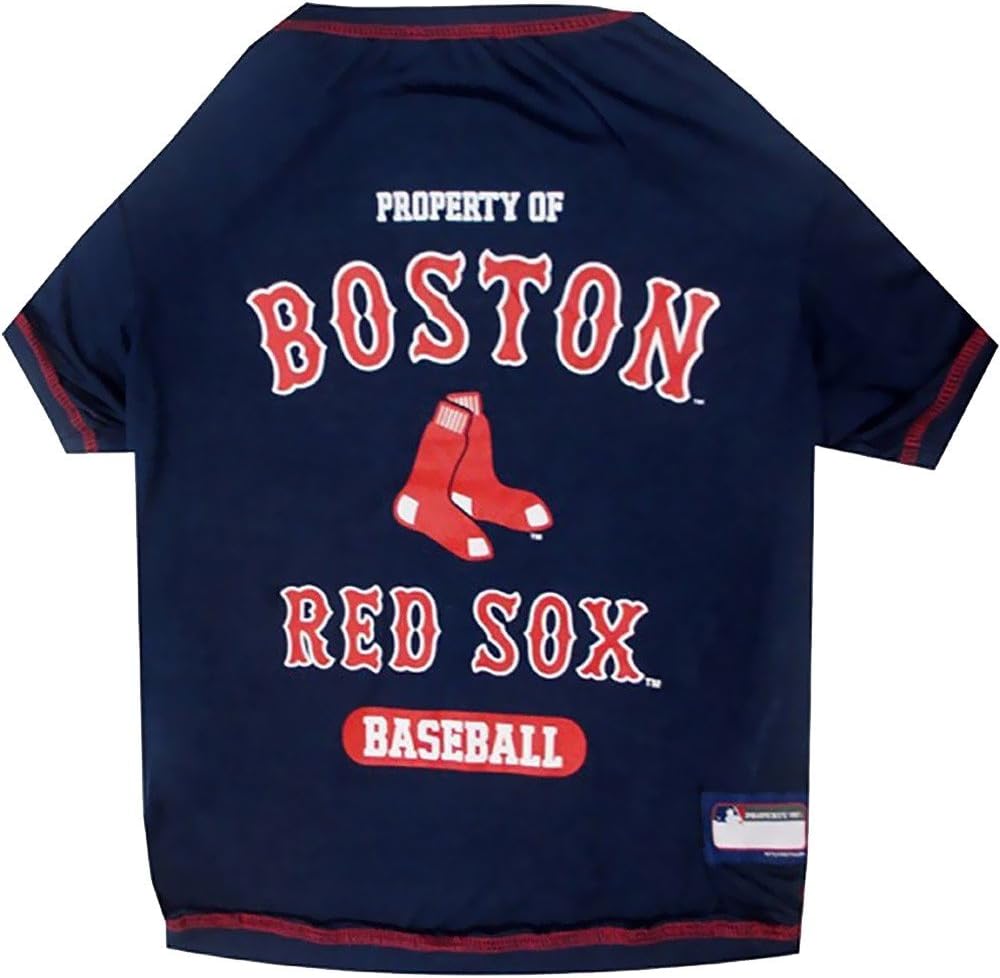 MLB Boston RED SOX Dog T-Shirt, Small. - Licensed Shirt for Pets Team Colored with Team Logos. - Premium Stretchable Materials for The Comfort of Your Dog & cat.