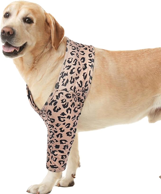 ROZKITCH Dog Sleeves to Prevent Licking Front Right Left Leg, Pet Prevent Licking Wound Elbow Knee Protector, Dog Recovery Suit Cone Alternative for Sprain ACL CCL Arthritis Joint Care Brown XXS