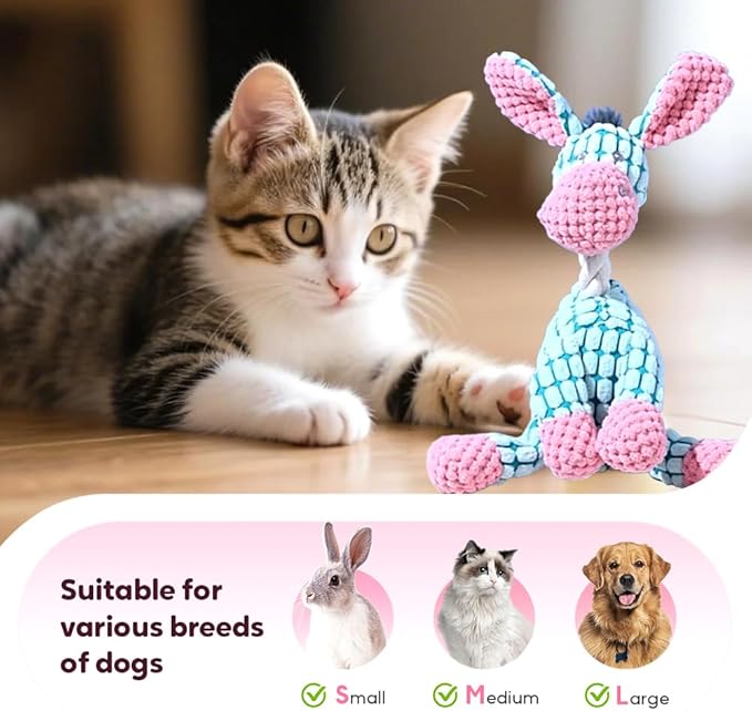 Indestructible Dog Toy, 2026 New Dog Plush Toys for Aggressive Chewers, Squeaky Chew Toy for Small, Medium and Large Dogs (Blue)