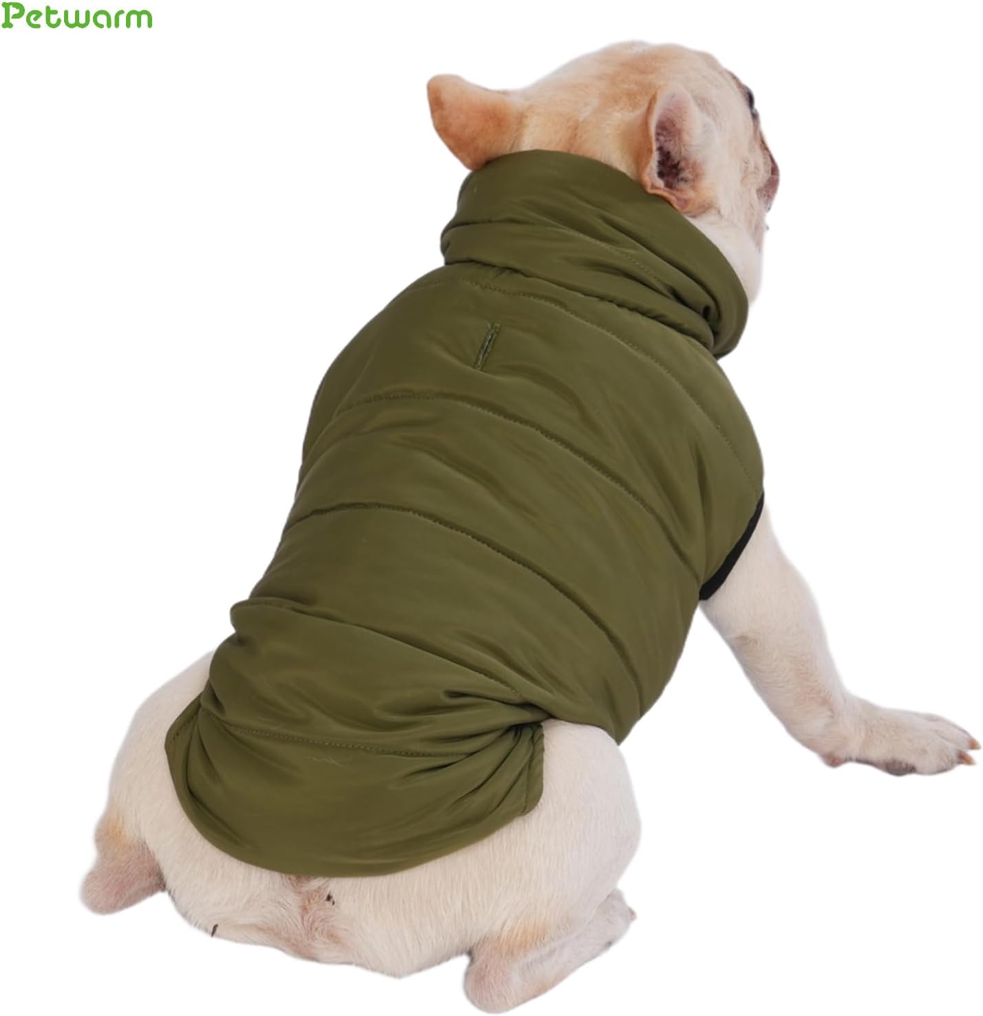 PetWarm Reversible Dog Winter Coat, Windproof Dog Puffer Vest, Soft Vest for Dogs with Hook-and-Loop Strap for Easy Dressing, Waterproof Coat for Dogs with Adjustable Fit, Green, XL