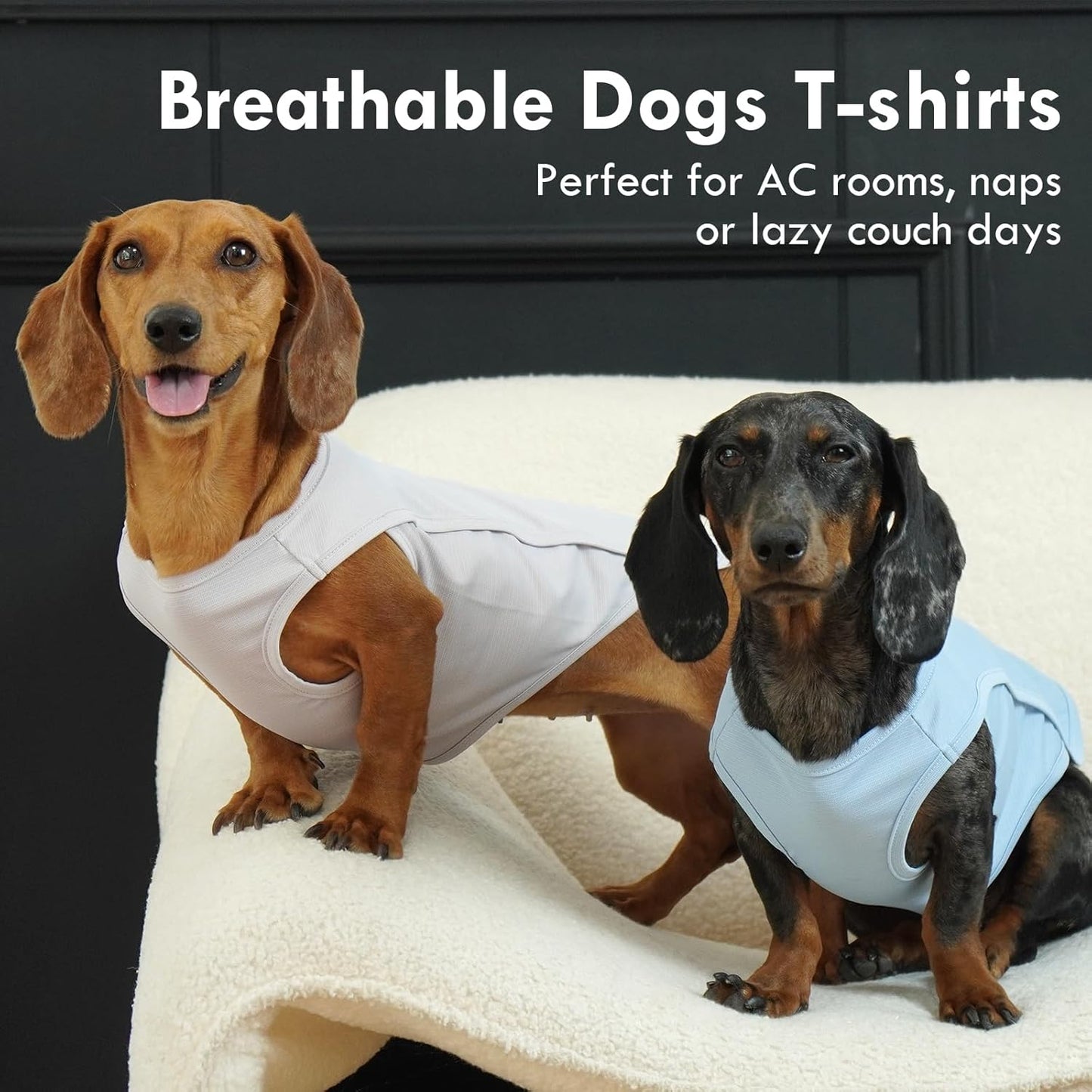 2 Pack Dog T-Shirts for Large Dogs, Quick Dry Cooling Vest, Summer UV Protection UPF50+ Shirt for Dogs Outdoor Hiking, Beach Trip, Travel, Blue+Grey, 2XL