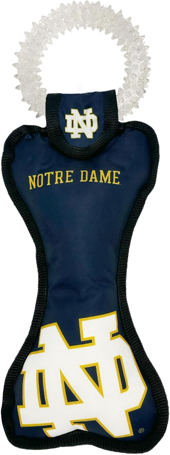 Pets First NCAA Notre Dame Fighting Irish Dental Dog TUG Toy with Squeaker. Tough PET Toy for Healthy Fun, Teething & Cleaning Pets Teeth & Gum