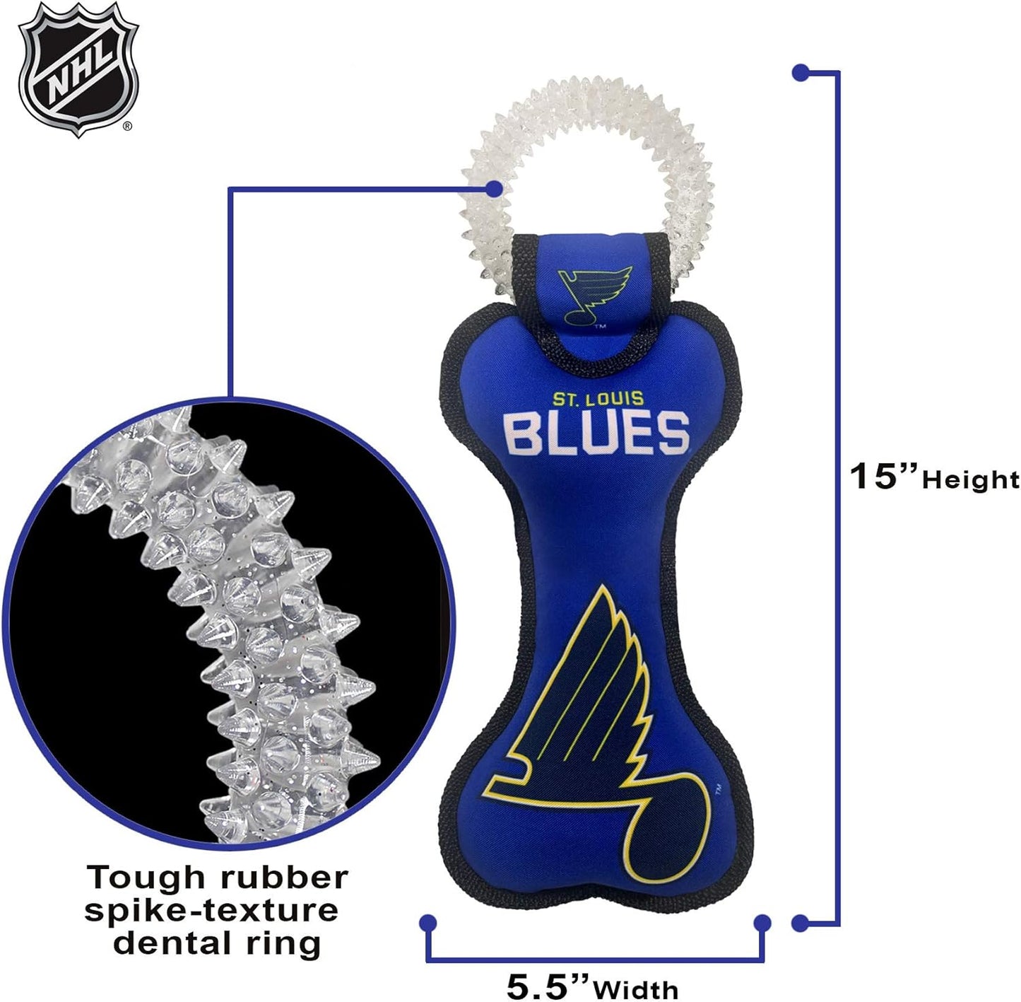 Pets First Dental Dog TUG Toy with Squeaker. Tough PET Toy for Healthy Fun, Teething & Cleaning Pet's Teeth & Gum.