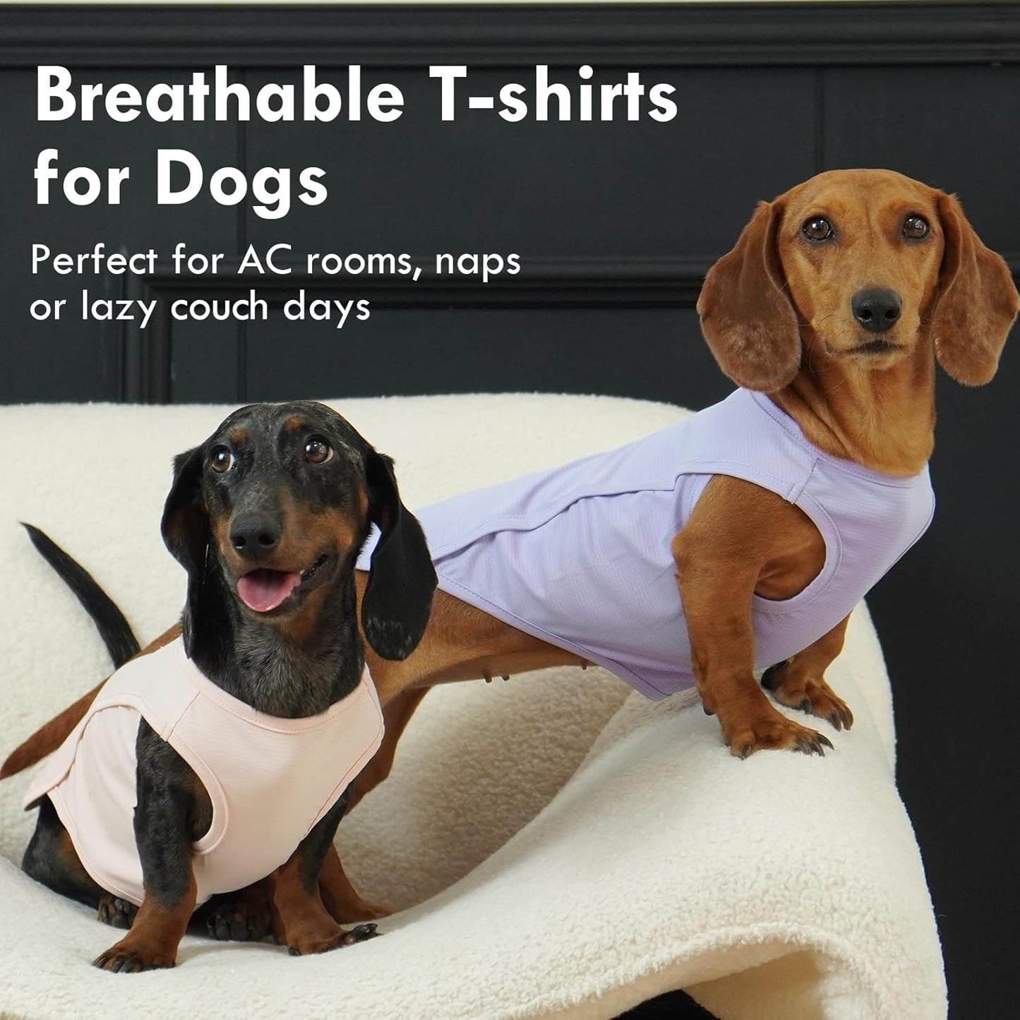 2 Pack Dog T-Shirt Quick Dry, Summer Breathable Cooling Vest, Sun Protection UPF50+ for Sensitive Skin, Stretchy Freedom of Movement for Walk, Purple+Pink, L