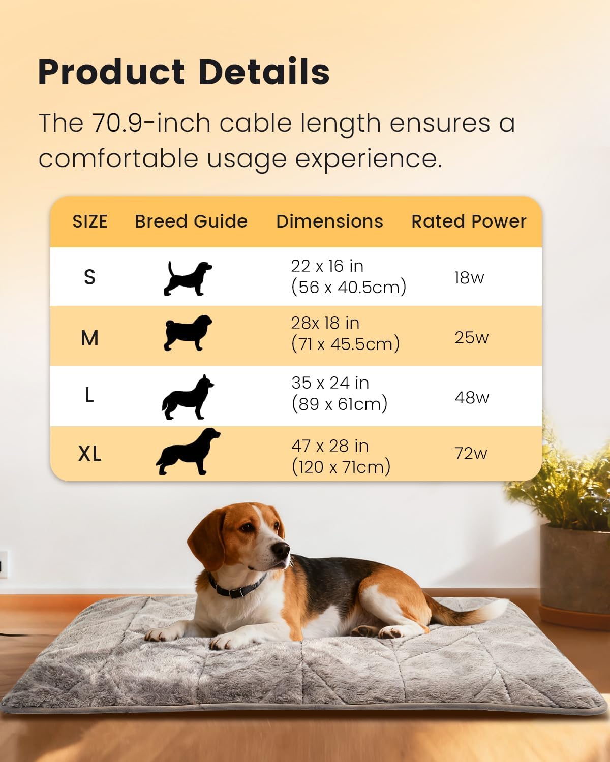 Mora Pets Pet Heating Pad Heated Dog Bed 9 Adjustable Temperature Cat Warming Mat with Timer Auto Power Off Heated Pet Bed 47 Inch for Large Dogs and Muti Pets