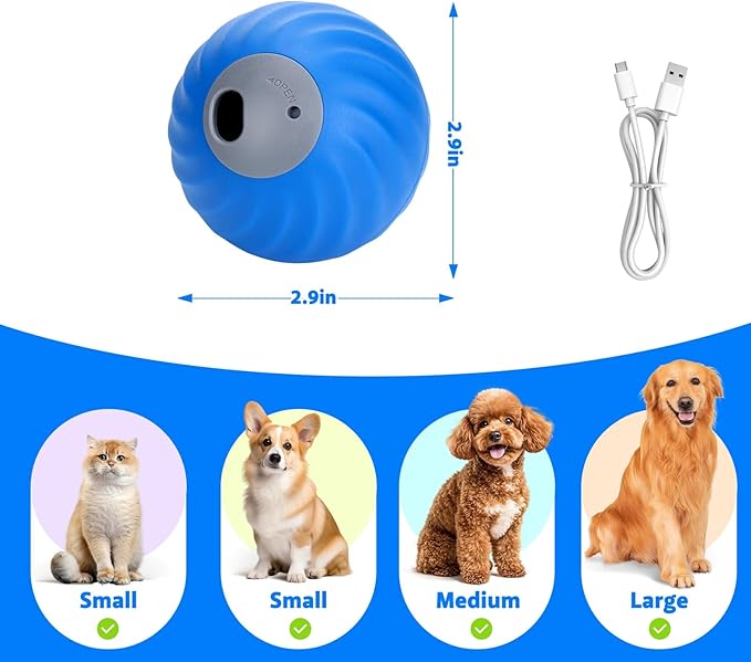 BABORUI Interactive Dog Toys, Adjustable Treat Dispensing Dog Toys Ball, Automatic Dog Puzzle Toy to Keep Them Busy, Enrichment Toy for Small Medium Large Dogs