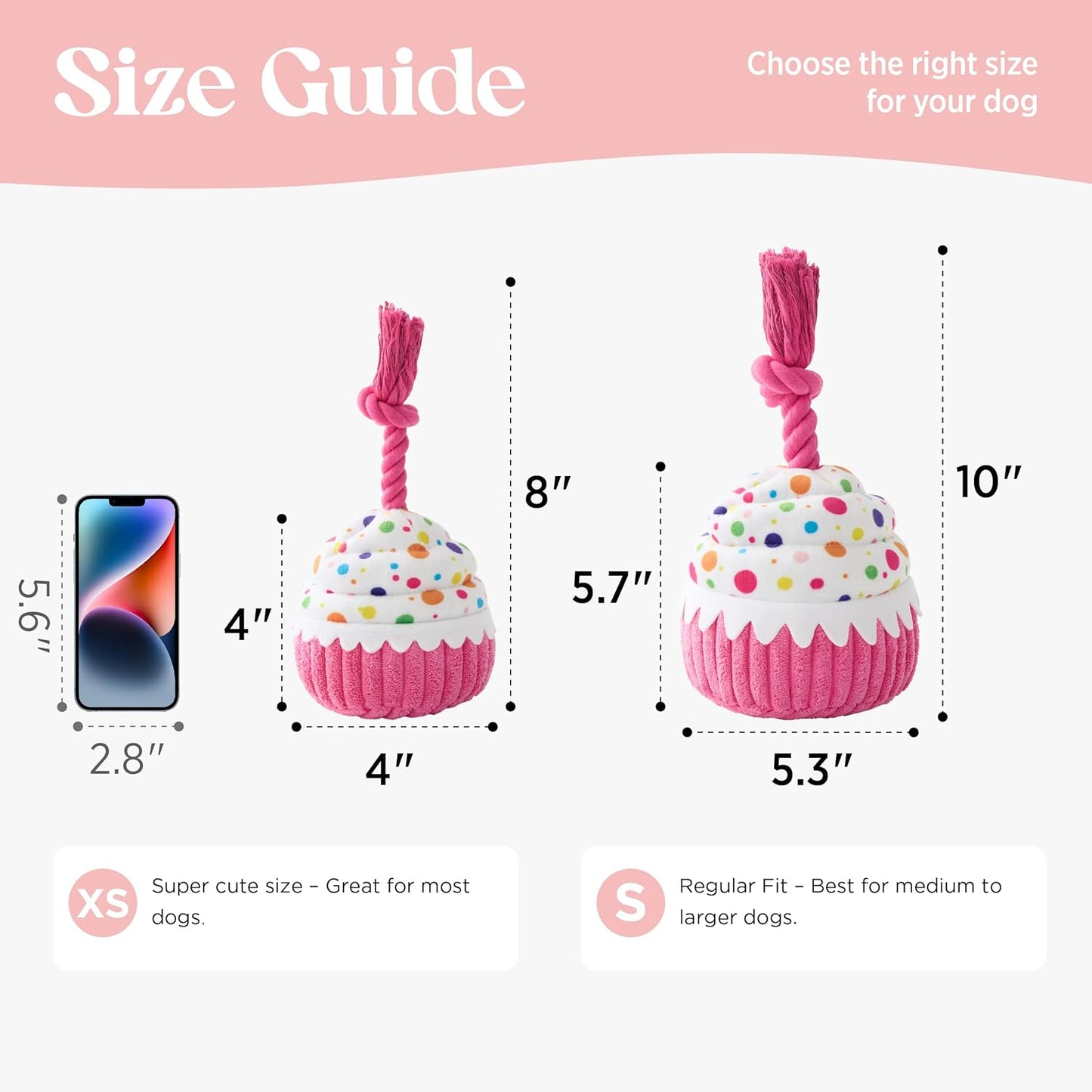 LE SURE Dog Birthday Cake Toy - Cute Squeaky Dog Toy for Gentle Chewers with Interactive Tug Rope, Plush Interactive Toy for Adult Dogs Birthday Party, Standard, Pink