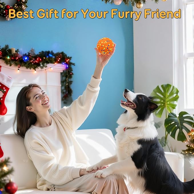 Dog Balls, Indestructible Tennis Balls for Aggressive Chewers, ETPU High-Bounce Floating Fetch Toys for Small & Medium Large Puppies, 4 Pack 2.75''