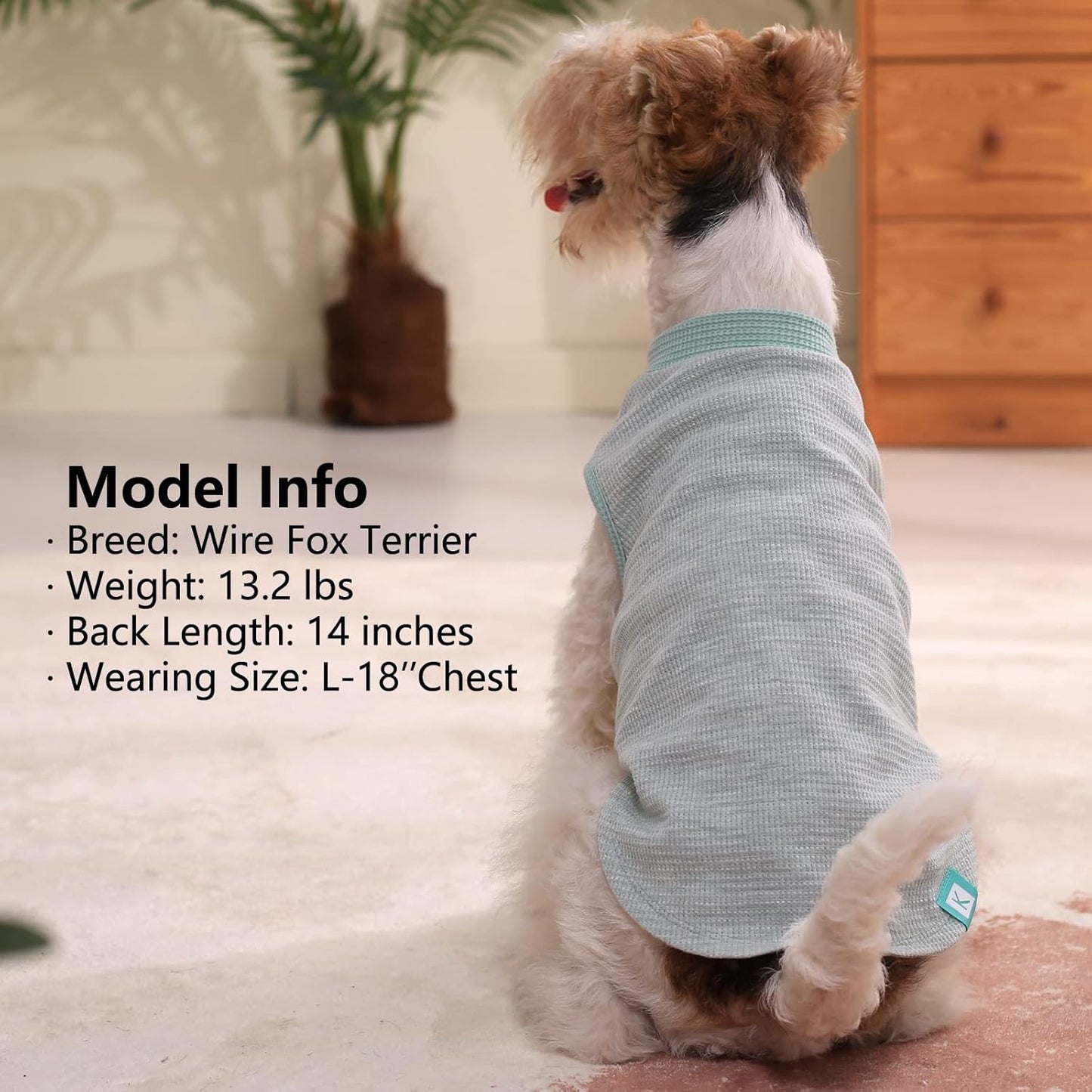 KYEESE 2Pack Dog Shirts Waffle for Small Dogs Stretchy Pet T-Shirts Lightweight Dog Tank Top Sleeveless Dogs Vest Breathable, X-Large, Green+Grey