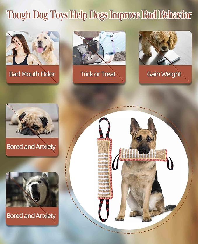 Clysoru Dog Tug Toy Dog Tough Jute Bite Pillow Lasting Training Equipment Puppy to Large Dogs Interactive Toy for Large Dogs and Small Dogs