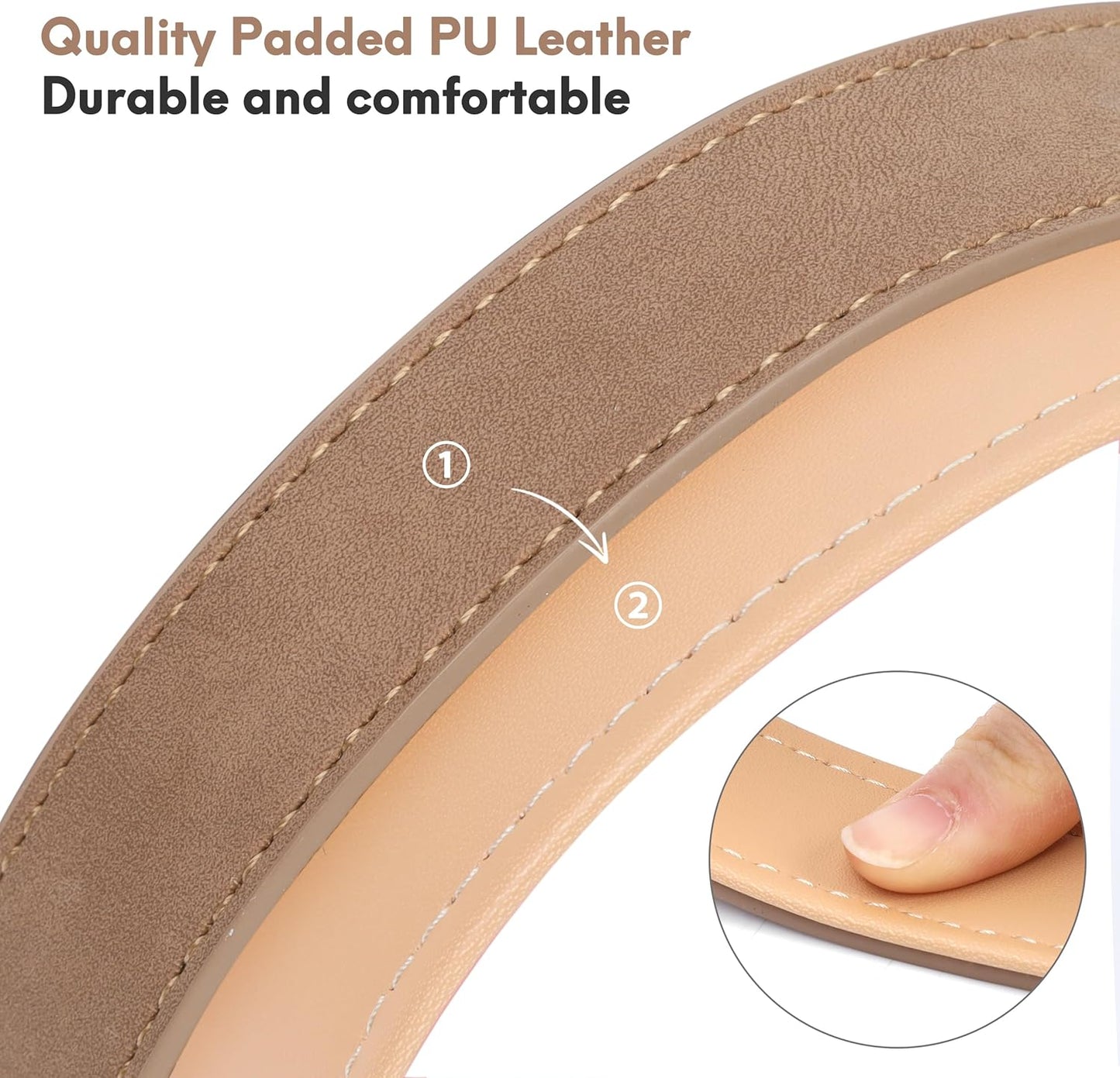 Leather Dog Collar for Small Medium Large Dogs, Soft Padded Dog Leather Collar with Heavy Duty Gold Buckle, Durable & Comfortable for Large Dogs Daily Walking (Light Brown, L)