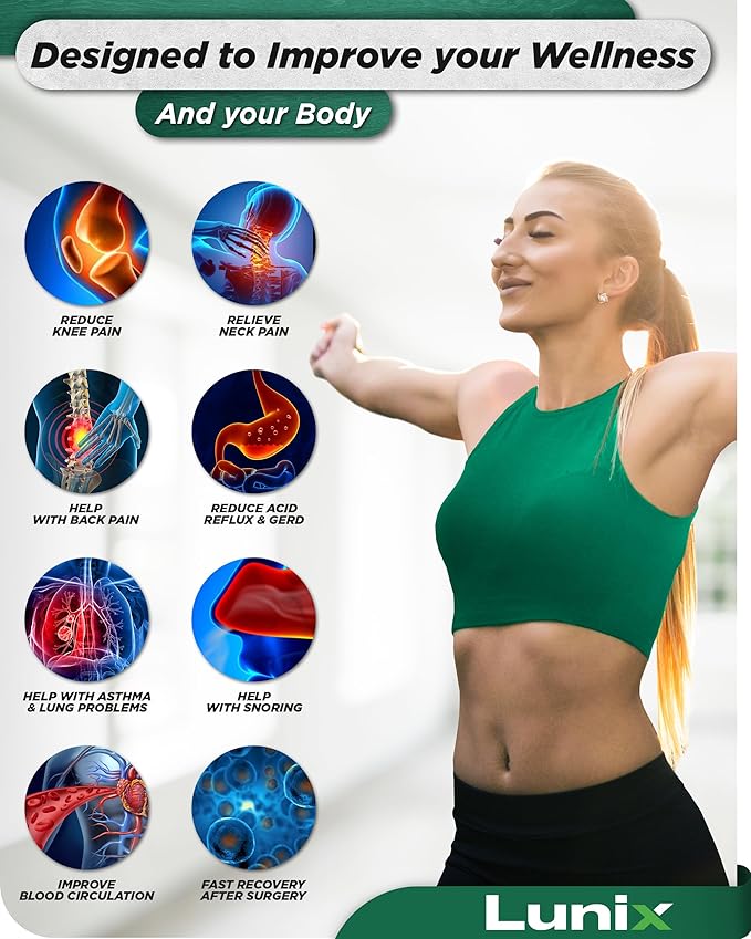 Lunix 5pcs Orthopedic Bed Wedge Pillow Set for Sleeping – Adjustable Post Surgery Back, Leg & Knee Support, Acid Reflux & GERD Relief, Memory Foam Head Pillows, with Hot/Cold Pack, Blue