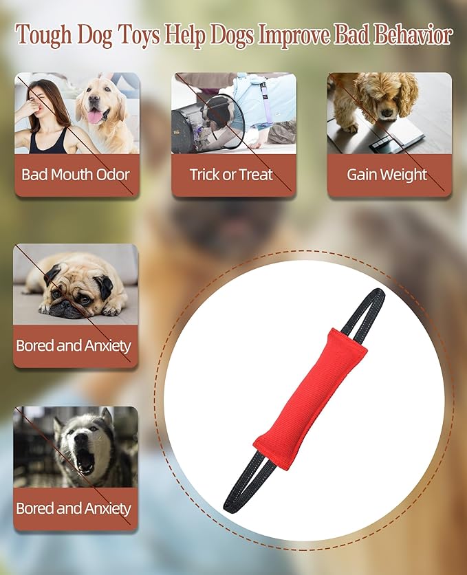 Clysoru Dog Tug Toy Double Pack Tough Jute Bite Pillow Training Equipment Puppy to Large Dogs Interactive