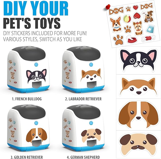 Dog Puzzle Feeder Toy, Automatic Dogs Treat Dispenser,Interactive IQ Training, Dog Slow Feeder,Remote Button Treat Dispenser,All Breeds,Large Capacity with Light (Blue)