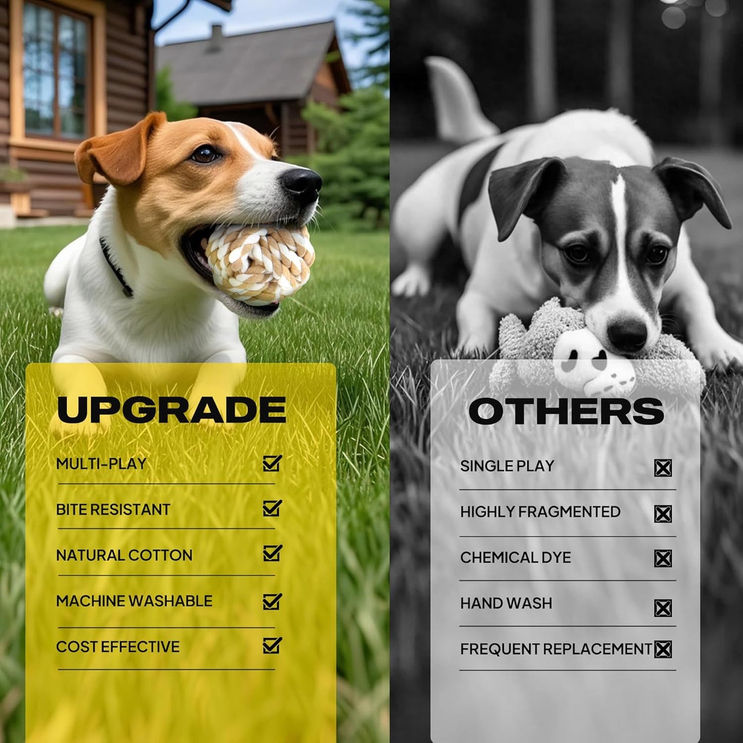 Fida Dog Rope Toys 4 Pack, Puppy Teething Sturdy Cotton Chew Tug Ropes Indoor/Outdoor, Exercise Interactive Tug O'War Toys Set for Boredom Small-Meidum Dogs