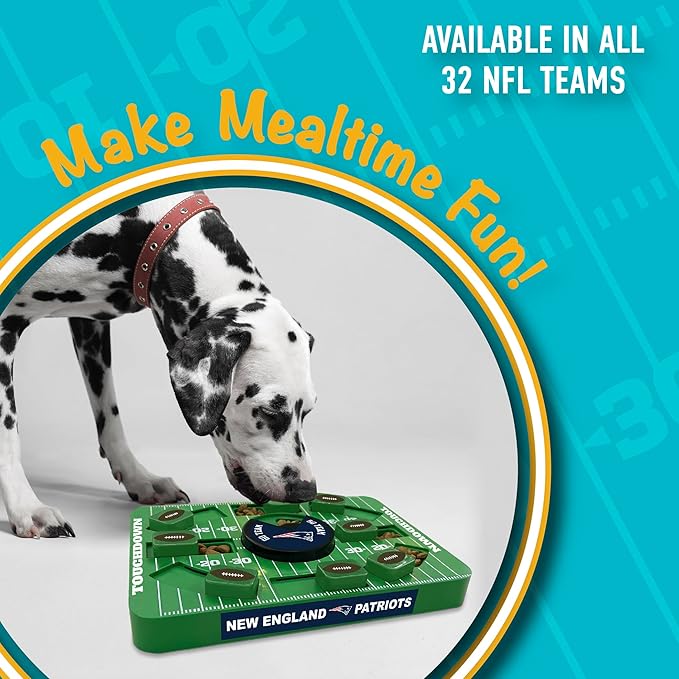 Pets First NFL New England Patriots Large Puzzle Toy - Interactive Dog Slow Feeding Puzzle Treat Toy