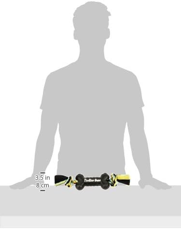 Mammoth Pet Products TireBiterII e with Cotton-Poly Rope – Natural Rubber Dog Toys for Extreme Chewers – Dog Toys for Extra Long Interactive Play – Aggressive Chewer Toys for Dogs - Large 16”, Black (31023F)