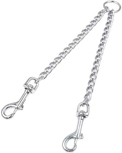 Pet Chain Stainless Steel Double-Head Dog Leash Twin Lead Traction Belt for Small Middle Large Dogs Safety Training (XL)