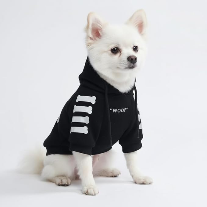 Spark Paws Dog Hoodie – Premium Dog Sweater for Small, Medium, and Large Dogs | Warm Outfits for French Bulldogs, Pitbull, Puppy, Winter Jacket Alternative - Woof - M