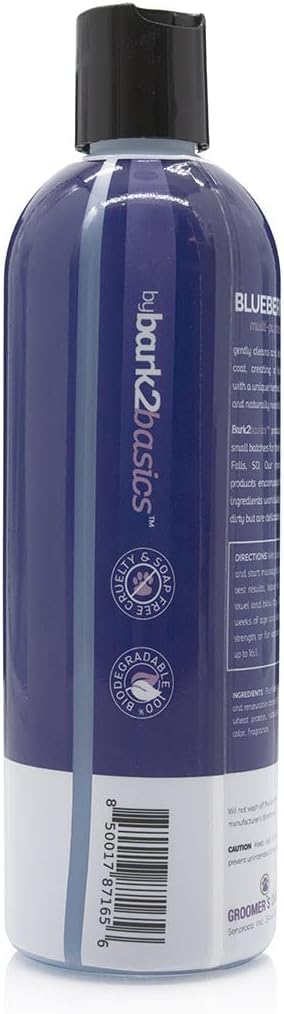 Bark2Basics Blueberry D-Mat Dog Conditioner, 16 oz - Natural Ingredients, Multi-Purpose, Static Eliminating, Loosens Tough Mats and Tangles, Aids in deShedding