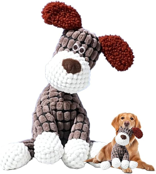 2026 New Indestructible Dog Toy, Durable Dog Stuffed Toys for Aggressive Chewers, Interactive Squeaky Chew Teething Toys for Small Medium Large Dogs Puppy (Brown)
