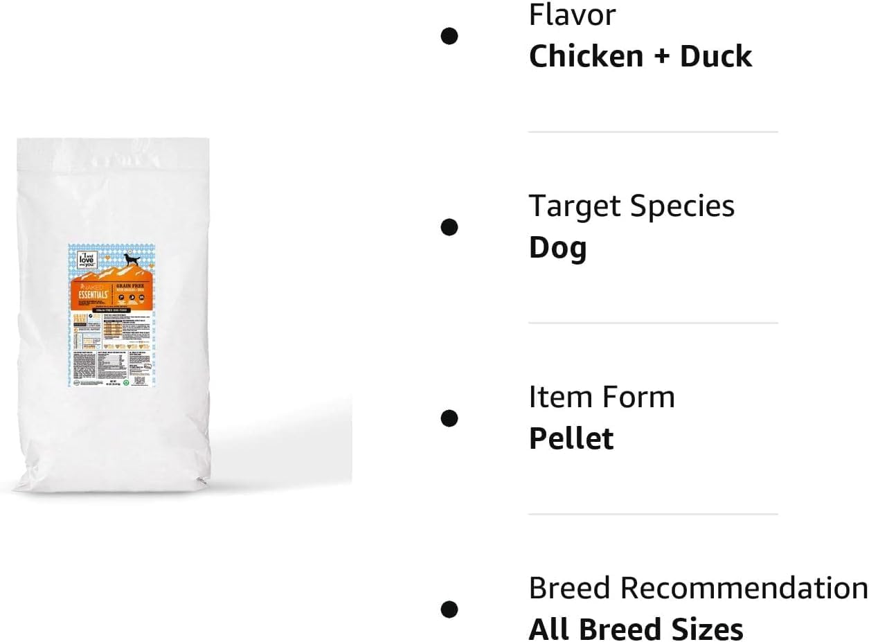 "I and love and you" Naked Essentials Dry Dog Fod, Grain-Free Chicken & Duck, 40 Lb