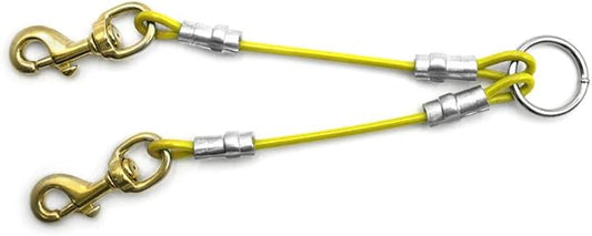 Heavy Duty 2 Dog Leash Splitter Coupler (Yellow)