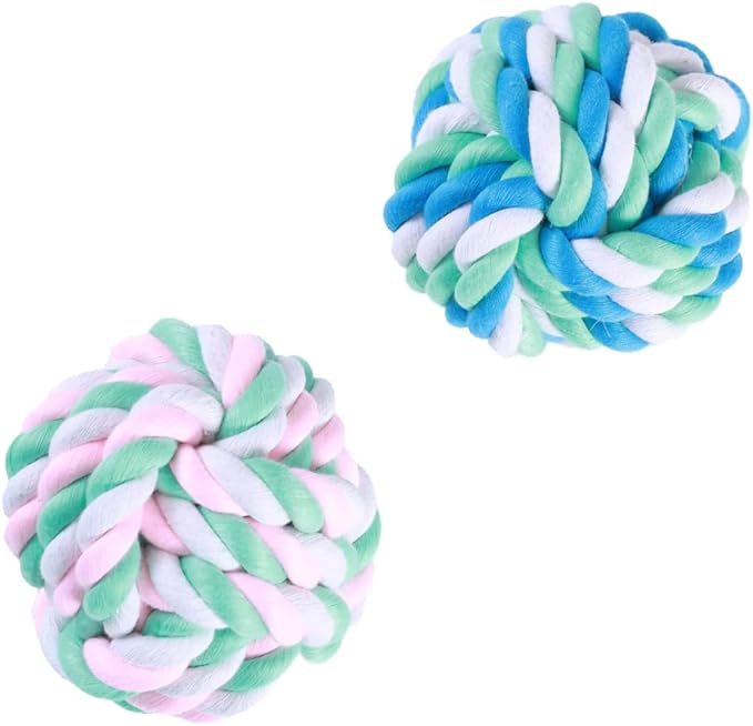 Braided Rope Dog Toy Balls - 2 Pack Dog Rope Ball Toy for Aggressive Chewers, Chew Toys for Medium Dogs, Teething Chewing and Boredom Relief