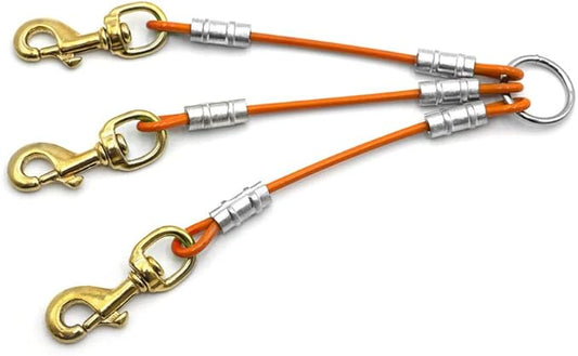 Heavy Duty 3 Dog Leash Splitter Coupler (Orange)