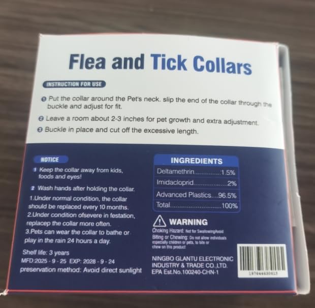 Flea and Tick Collar for Dogs 1 Pack Long Lasting Protection Waterproof Adjustable Dog Flea Collars for Small Medium Large Dog Flea and Tick Collar Safe Effective Flea Collars for Dogs