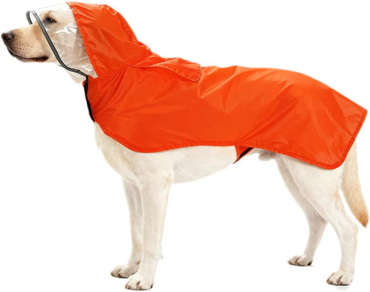 Pet Raincoat Packable Hooded Dog Rain Jacket Reflective Strips Lightweight Adjustable Poncho for Small Medium Large Dogs Orange S