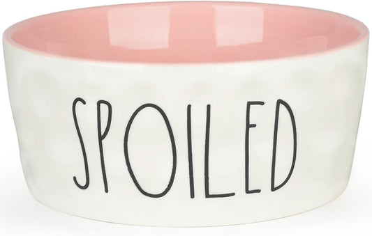 27OZ Ceramic Dog Bowl - 6 Inch Small Food Water Bowl, Heavy Duty Non-Slip Dog Dish for Medium Dogs, Food Grade Porcelain Pet Feeder Bowls, Microwave & Dishwasher Safe, Pink