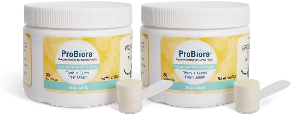 Probiora for Cats | Oral Care Probiotic Supplement | Pet Probiotics to Reduce Bad Breath | Cat Nutritional Supplement for Dental Health | 30 Servings (Jar) (30 Serving (Pack of 2), Jar)