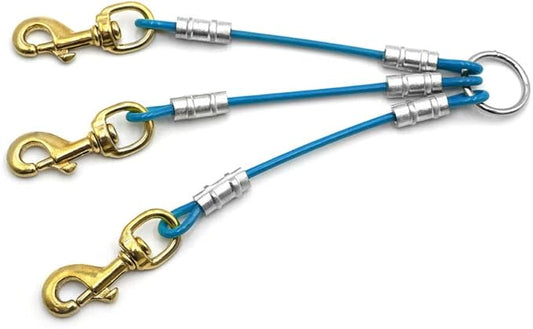 Heavy Duty 3 Dog Leash Splitter Coupler (Light Blue)