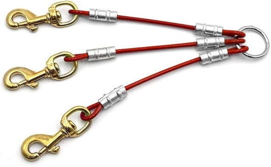 Heavy Duty 3 Dog Leash Splitter Coupler (Red)
