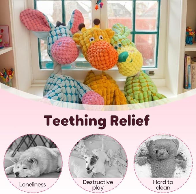 2026 New Indestructible Dog Toy, Durable Dog Stuffed Toys for Aggressive Chewers, Interactive Squeaky Chew Teething Toys for Small Medium Large Dogs Puppy (Blue+Brown)