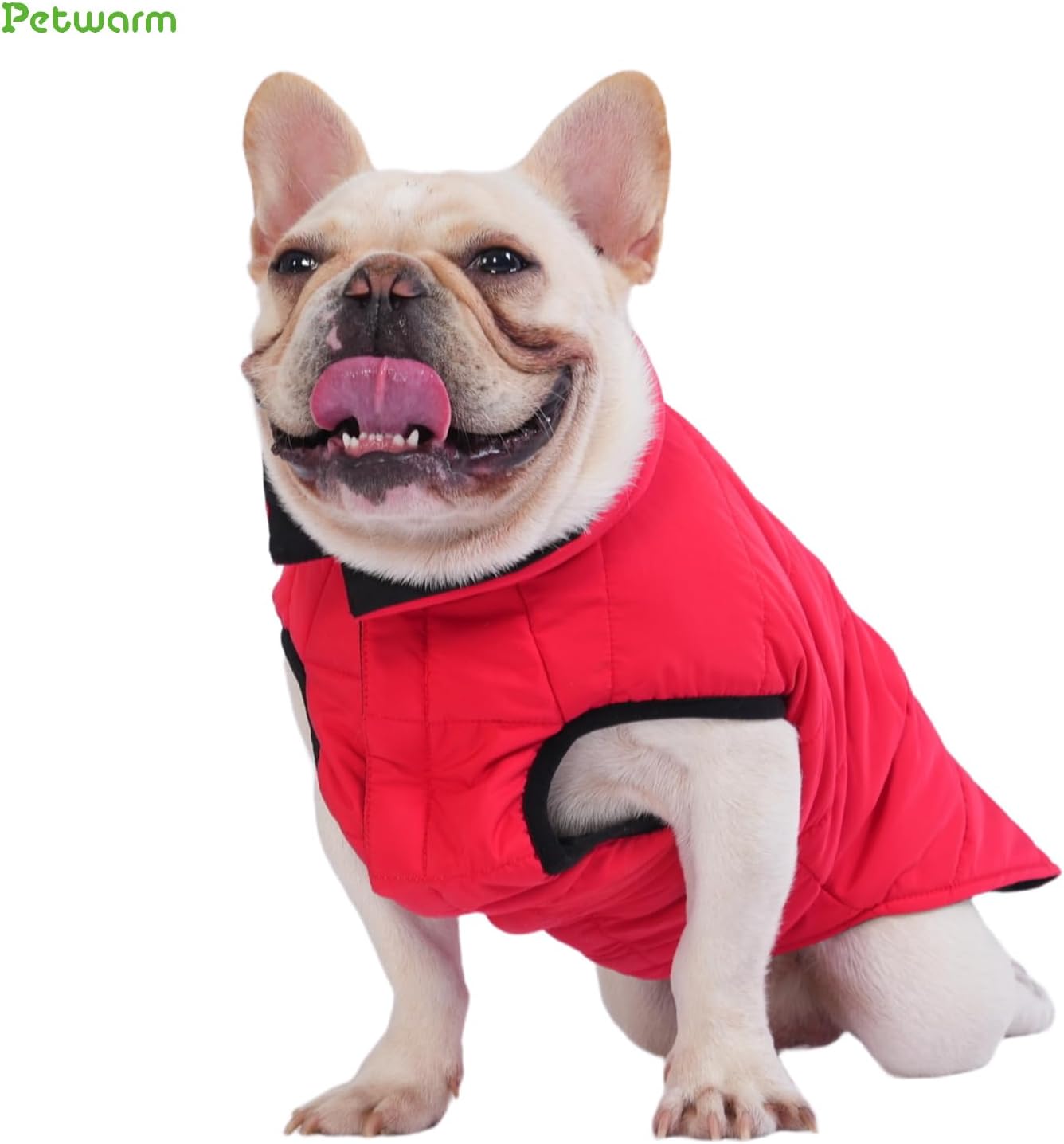 PetWarm Reversible Dog Winter Coat, Windproof Dog Puffer Vest, Soft Vest for Dogs with Hook-and-Loop Strap for Easy Dressing, Waterproof Coat for Dogs with Adjustable Fit, Red, S