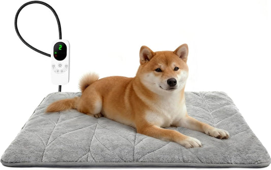 Mora Pets Pet Heating Pad Heated Dog Bed 9 Adjustable Temperature Cat Warming Mat with Timer Auto Power Off Heated Pet Bed 28 Inch for Cats and Dogs Indoor