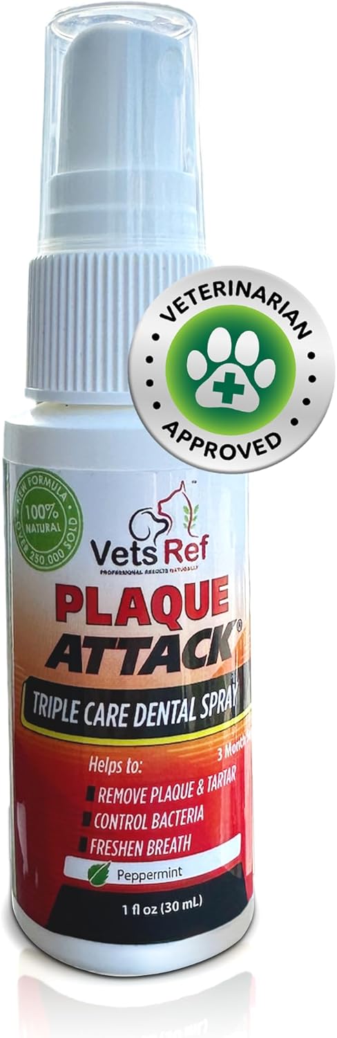 Pet Dental Spray, As Seen on TV, Eliminates Plaque & Tartar, Helps with Plaque and Tartar and Provides Instant Fresh Breath - Includes 3 Months' Supply of Peppermint Spray, 1fl. OZ (30ML)