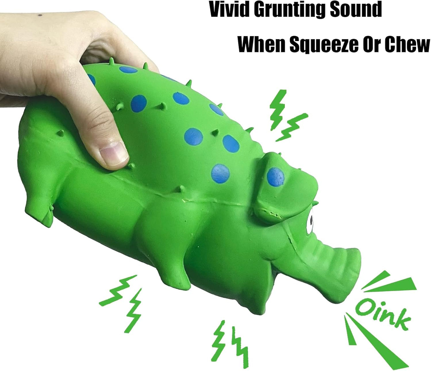 Pig Squeaky Dog Toy, 2 PCS Interactive Rubber Dog Chew Toy - Durable Latex Spot Grunting Pig Toys That Oink for Small Medium Large Dogs (Yellow, Green)