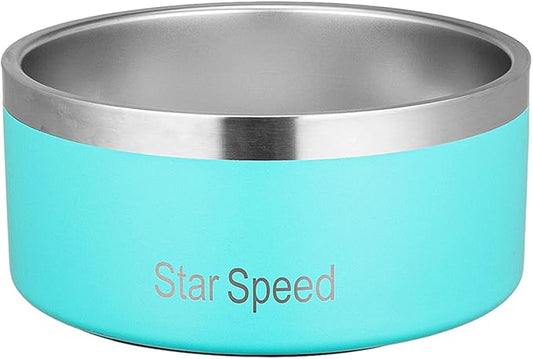 StarSpeed Stainless Steel Dog Bowl. Large Dog Water Bowl with Rubber Bottom, Drop Resistant, Keeps Cold, Holds 8 Cups (64oz), Light Green