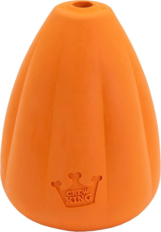 Chew King by Mammoth Premium Treat Dog Toy, Extremely Durable Natural Rubber Toy, Bacon Flavored Dog Treater, Medium - Orange