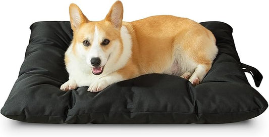 Dog Bed Comfy Oxford Pillow Washable Outdoor Kennel Crate Dog Beds for Small Dogs Mats for Puppy,24”Lx17”W,Black