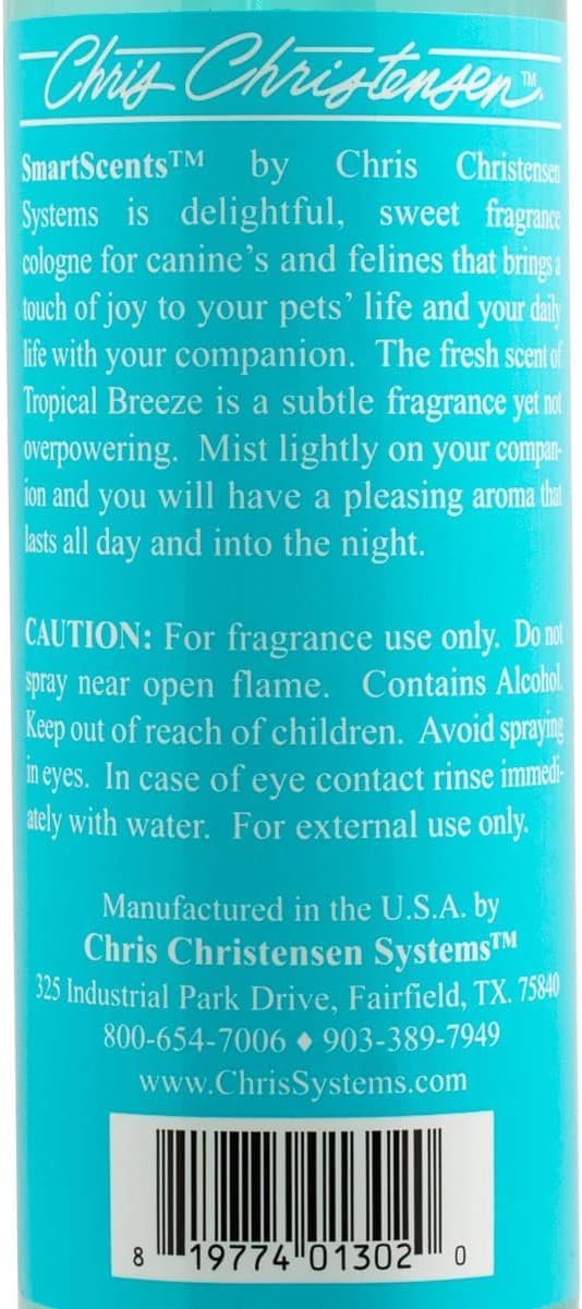 Chris Christensen Smart Scents Tropical Breeze Dog Cologne, Groom Like a Professional, Long Lasting, Designer Fragrances, 16 oz