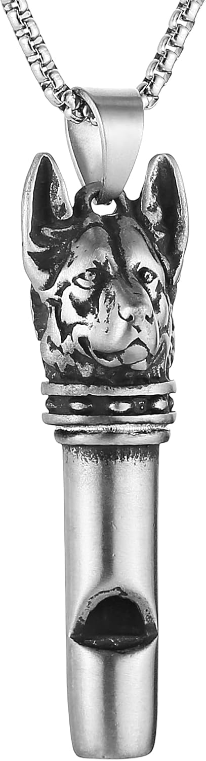 HZMAN Stainless Steel Viking Wolf Head Whistle, 80 Decibel Sports Dog Outdoor Whistle Adventure Gift
