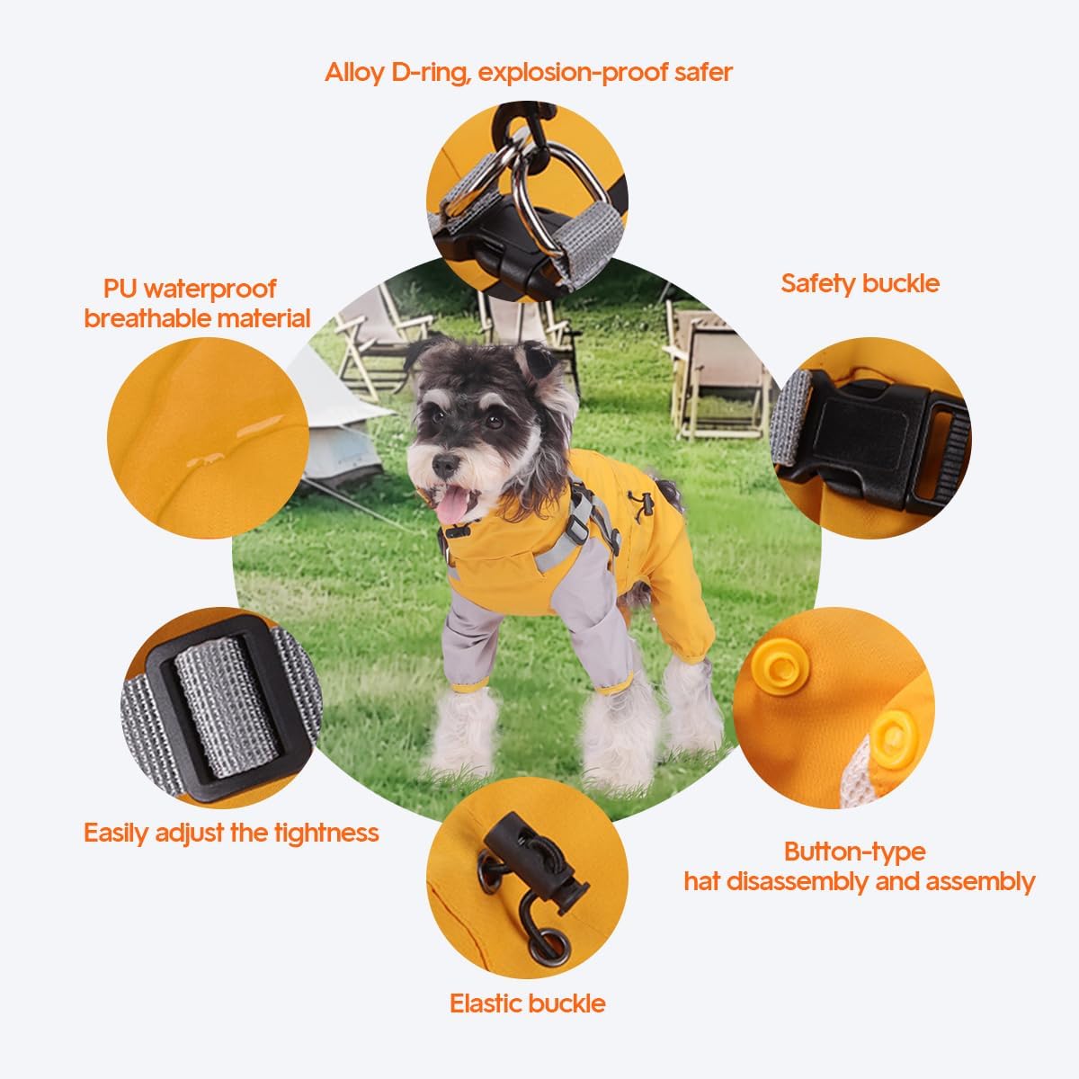 Waterproof Dog Raincoat with Windproof Design Adjustable Fit for Small Medium Large Dogs, Puppies Includes Anti-Slip Dog Shoes for Hardwood Floors and Water Protection, Light-Weight (S)